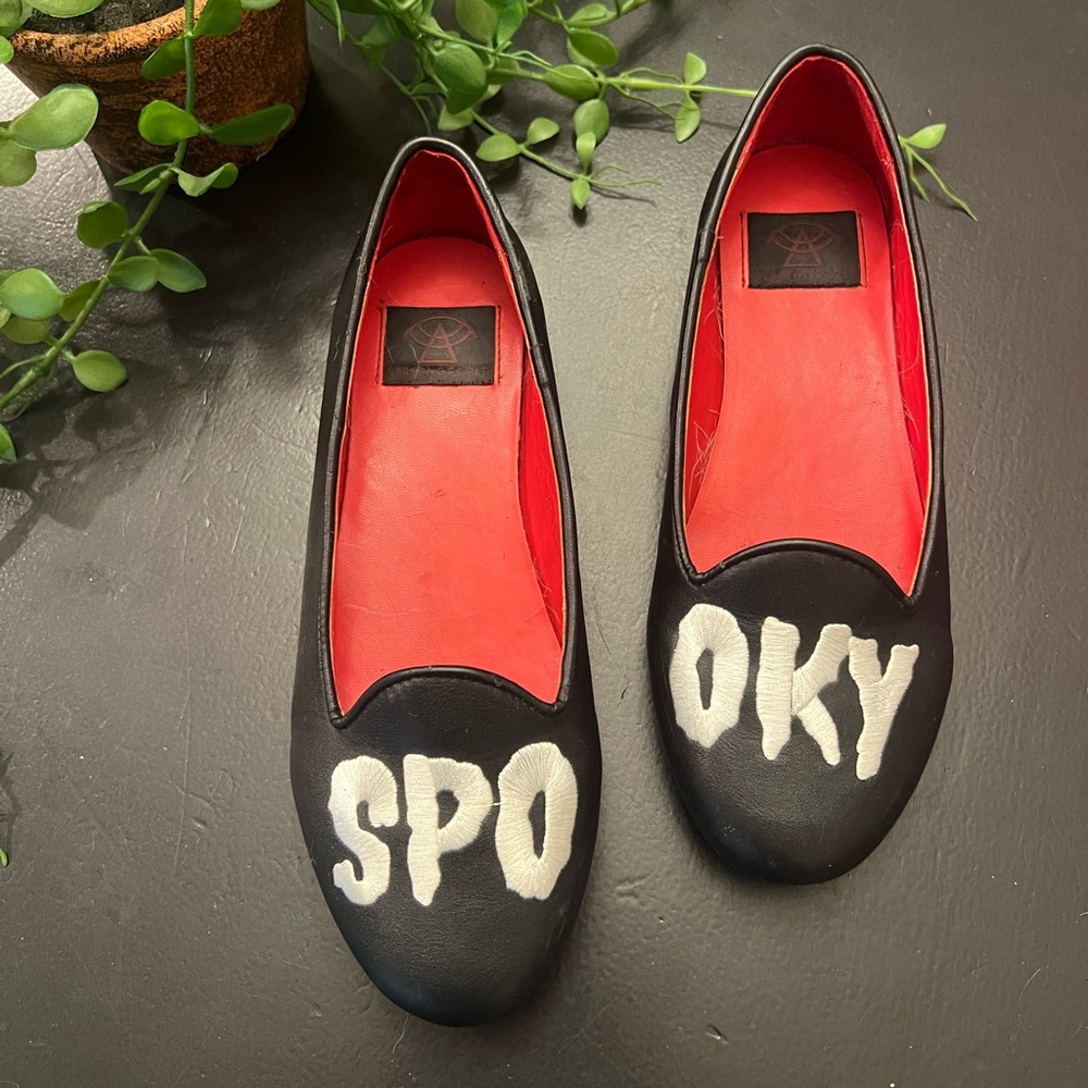 Strange Cvlt Cult Lydia SPOOKY Halloween Horror Gothic Punk Flats Shoes Size 6